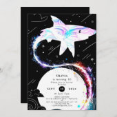 Aangepaste onderwater diepzee haai verjaardag kaart (Voorkant / Achterkant)