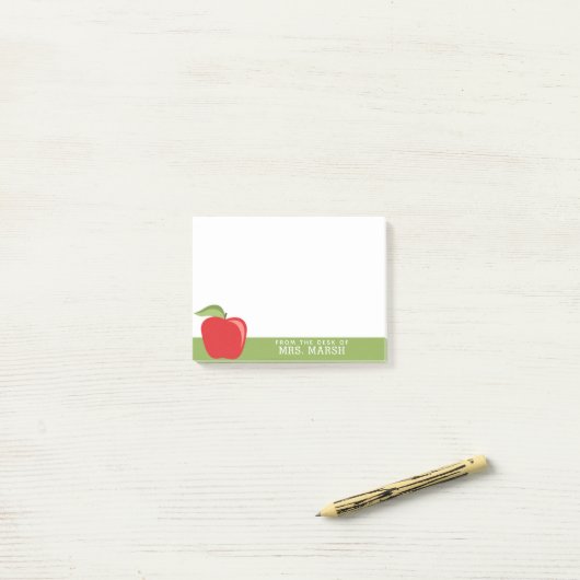 Aangepaste Onderwijsappel met Moderne Appel Post-it® Notes (Op bureau)