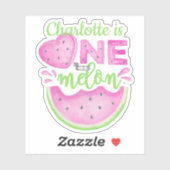 Aangepaste "One in a Melon" Watermeloen Naam Stick Sticker (Vel)