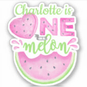 Aangepaste "One in a Melon" Watermeloen Naam Stick Sticker (Voorkant)