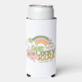 Aangepaste One Lucky Mama Retro Groovy  Seltzer Blikjeskoeler (Seltzer Voorkant)