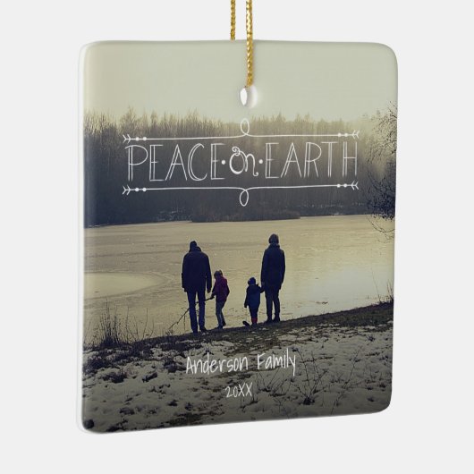 Aangepaste One Photo Peace On Earth Ornament (Rechts)