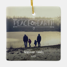 Aangepaste One Photo Peace On Earth Ornament