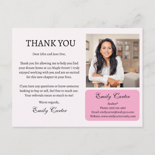 Aangepaste onroerend goed Bedankt Briefkaart (Voorkant)