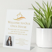 Aangepaste onroerend goed bedrijf Open House Gold Reclamebord Met Voetstuk