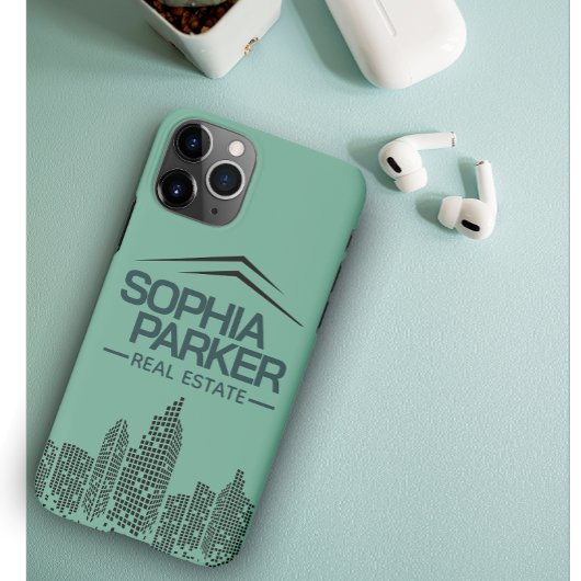 Aangepaste Onroerend goed Bedrijfsnaam Logo Black  iPhone Hoesje