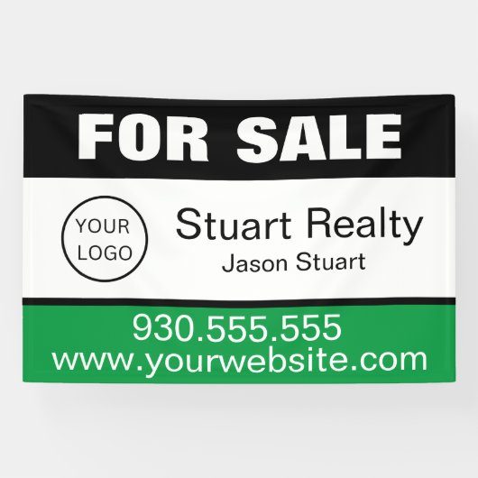 Aangepaste onroerend goed Logo te koop Spandoek (Horizontaal)