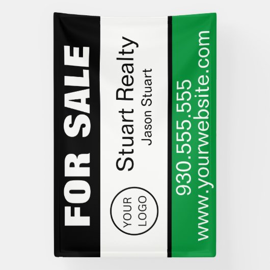 Aangepaste onroerend goed Logo te koop Spandoek (Verticaal)