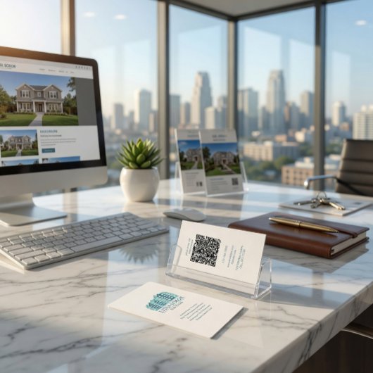 Aangepaste onroerend goed visitekaartje met QR-cod