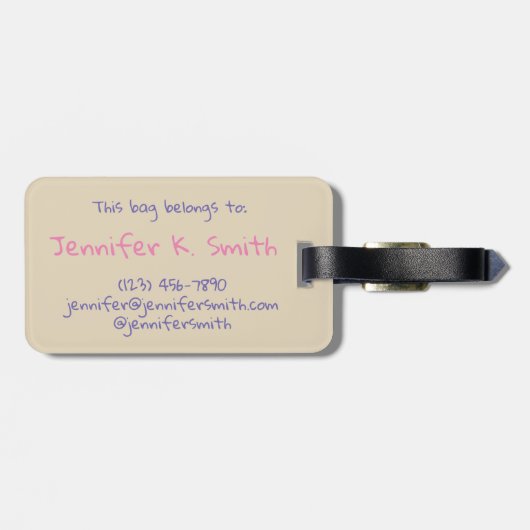 Aangepaste ontbijttoeschouwers voor geborste maalt bagagelabel (Achterkant horizontaal)