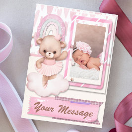 Aangepaste 'Ontmoet onze nieuwe baby'-aankondiging Feestdagenkaart