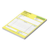 Aangepaste ontvangstbewijzen voor verkopen, gele b notitieblok (Linkerzijde)