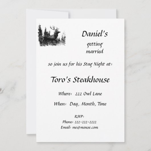 Aangepaste ontwerpfase, Bachelor Party nodigt uit Kaart (Achterkant)