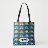 Aangepaste ontwerptas met blauwe auto's tote bag (Voorkant)
