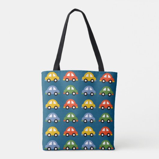 Aangepaste ontwerptas met blauwe auto's tote bag (Achterkant)