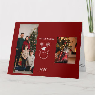 Aangepaste onze beste kerst, kat foto kaart