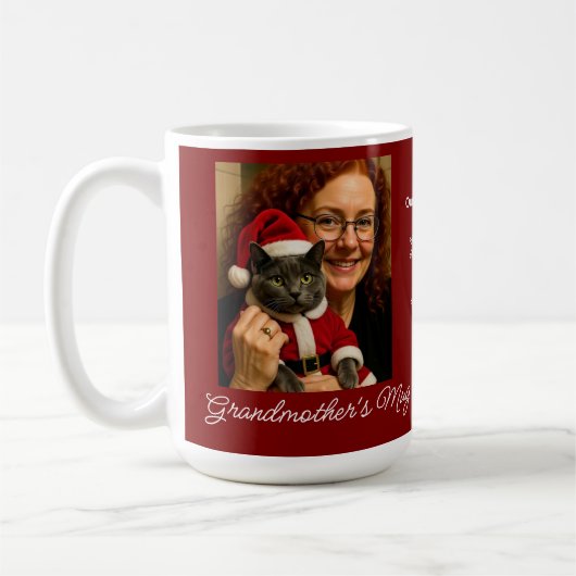 Aangepaste Onze Beste Kerstmis ,Kat En Eigenaar Fo Koffiemok (Links)