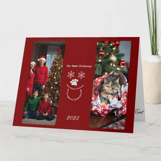 Aangepaste Onze Beste Kerstmis ,Kat Foto Kaart (Voorkant)