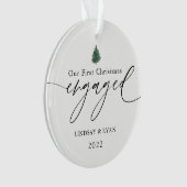 Aangepaste onze eerste kerst verloofd foto ornamen ornament (voorkant)