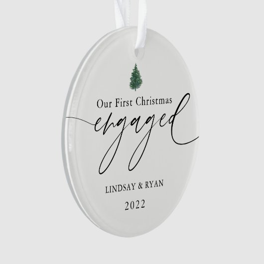 Aangepaste onze eerste kerst verloofd foto ornamen ornament (voorkant)