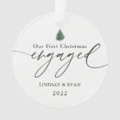 Aangepaste onze eerste kerst verloofd foto ornamen ornament (voorkant)