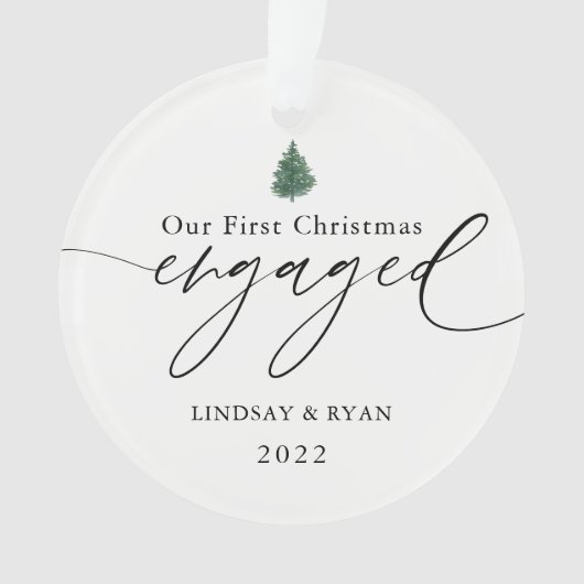 Aangepaste onze eerste kerst verloofd foto ornamen ornament (voorkant)