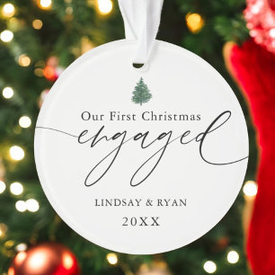 Aangepaste onze eerste kerst verloofd foto ornamen ornament