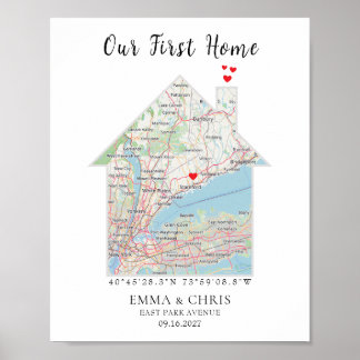 Aangepaste Onze Eerste Thuis Kaart Print Poster
