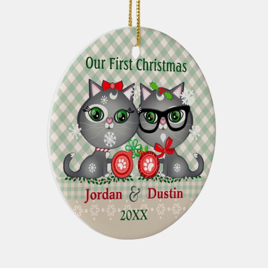 Aangepaste Oostenrijkse hipster met kerstversierin Keramisch Ornament (Rechts)