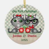 Aangepaste Oostenrijkse hipster met kerstversierin Keramisch Ornament (Voorkant)