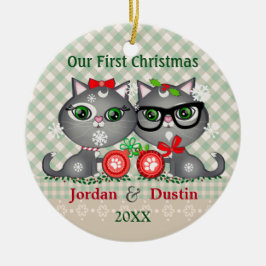 Aangepaste Oostenrijkse hipster met kerstversierin Keramisch Ornament