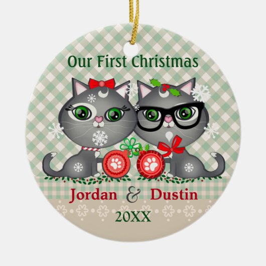 Aangepaste Oostenrijkse hipster met kerstversierin Keramisch Ornament (Voorkant)