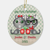 Aangepaste Oostenrijkse hipster met kerstversierin Keramisch Ornament (Links)