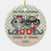 Aangepaste Oostenrijkse hipster met kerstversierin Keramisch Ornament (Achterkant)