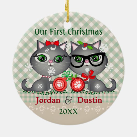 Aangepaste Oostenrijkse hipster met kerstversierin Keramisch Ornament (Achterkant)