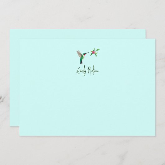 Aangepaste, op maat gesneden Hummingbird Note Card Notitiekaartje (Voorkant / Achterkant)
