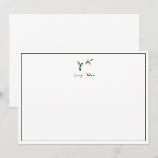 Aangepaste, op maat gesneden Hummingbird Note Card Notitiekaartje (Voorkant / Achterkant)