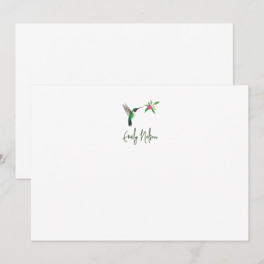 Aangepaste, op maat gesneden Hummingbird Note Card Notitiekaartje (Voorkant / Achterkant)