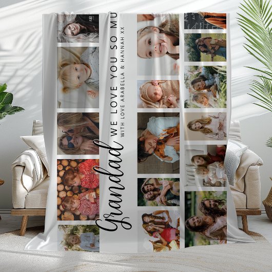 Aangepaste Opa 18 Foto Collage Fleece Deken