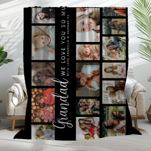 Aangepaste Opa 18 Foto Collage Fleece Deken