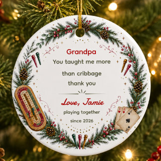 Aangepaste opa cribbage waardering kerst keramisch ornament