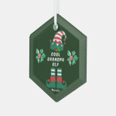 Aangepaste Opa Elf Familie Matching Kerstnaam Glas Ornament (Voorkant links)
