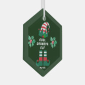 Aangepaste Opa Elf Familie Matching Kerstnaam Glas Ornament (Voorkant Rechts)