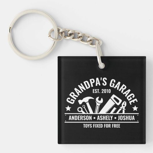 Aangepaste opa Garage Funny Mechanic Opa Sleutelhanger (Voorkant)