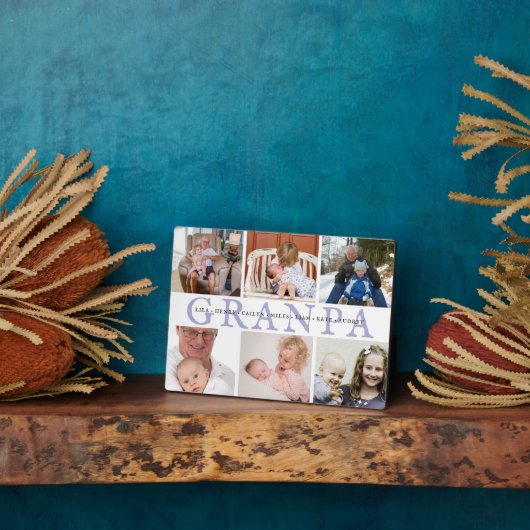 Aangepaste Opa & Kleinkinderen Foto Collage Plaque Fotoplaat (Zijkant)