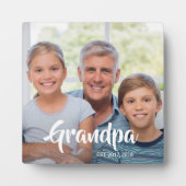 Aangepaste Opa Opgerichte Moderne Script Foto Fotoplaat (Voorkant)