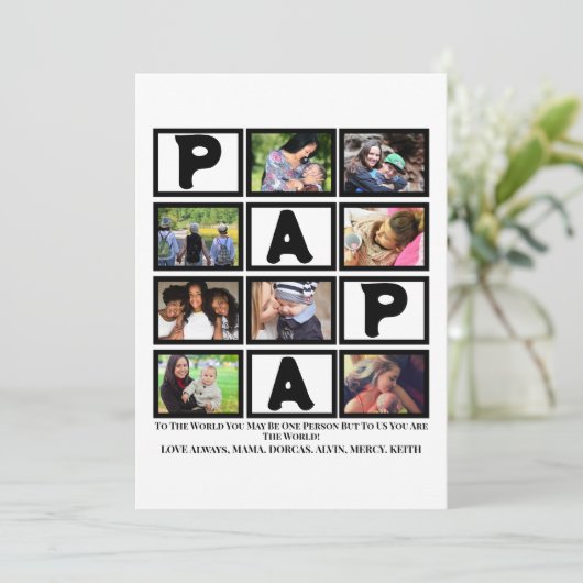 Aangepaste  Opa Vaderdag Papa  9 Foto Collage  Feestdagenkaart (Staand voorkant)