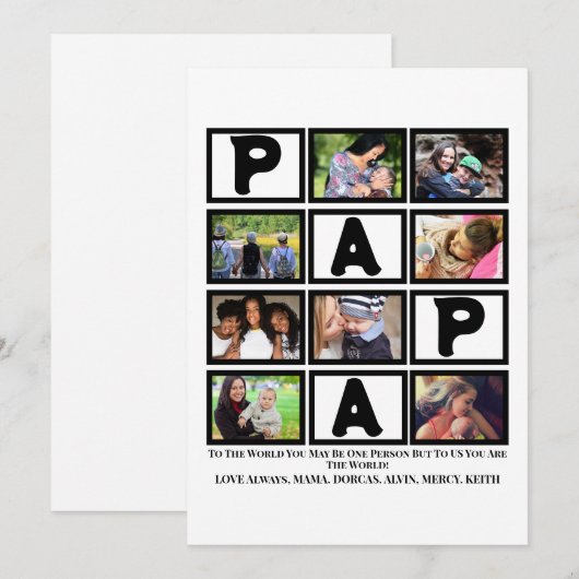 Aangepaste opa vaders Dag Papa 9 Foto Collage Feestdagenkaart (Voorkant / Achterkant)