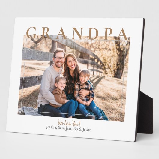 Aangepaste opa We houden van jullie fotonamen Fotoplaat (Zijkant)