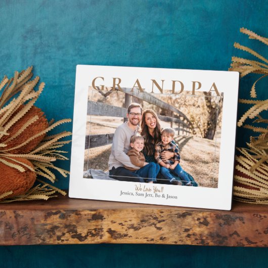 Aangepaste opa We houden van jullie fotonamen Fotoplaat (Zijkant)